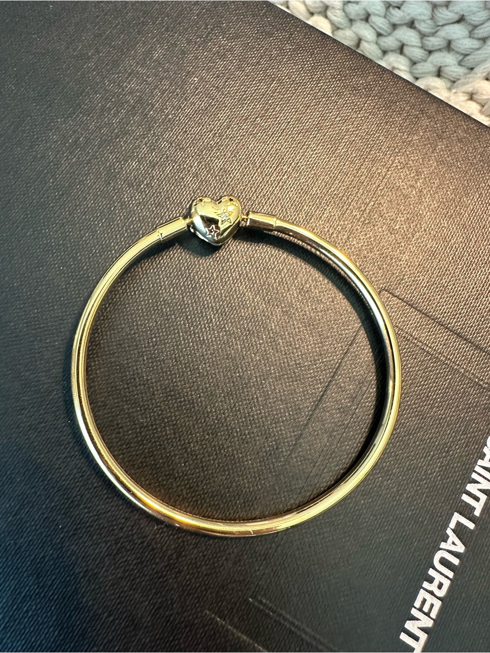 Pandora Celestial Heart Gold Heart Clasp Bangle Bracelet - Women's Jewelry